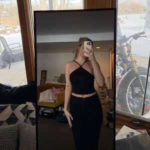 Divided Black Halter Crop Top